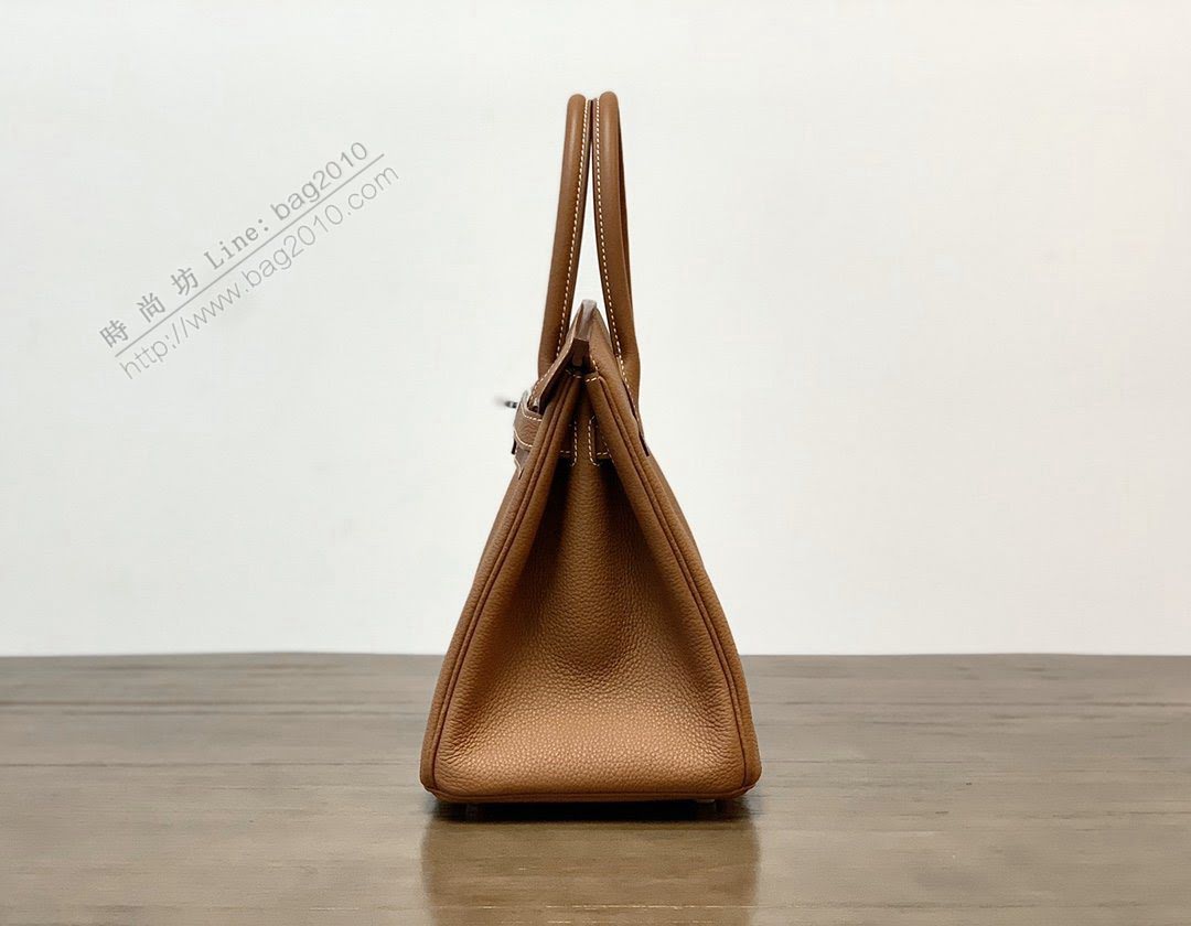 Hermesn鉑金女包 愛馬仕Birkin手提包 原廠Togo皮 金棕 全手工  am2212